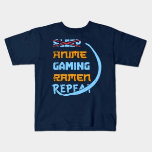 sleep x anime gaming ramen repeat Kids T-Shirt